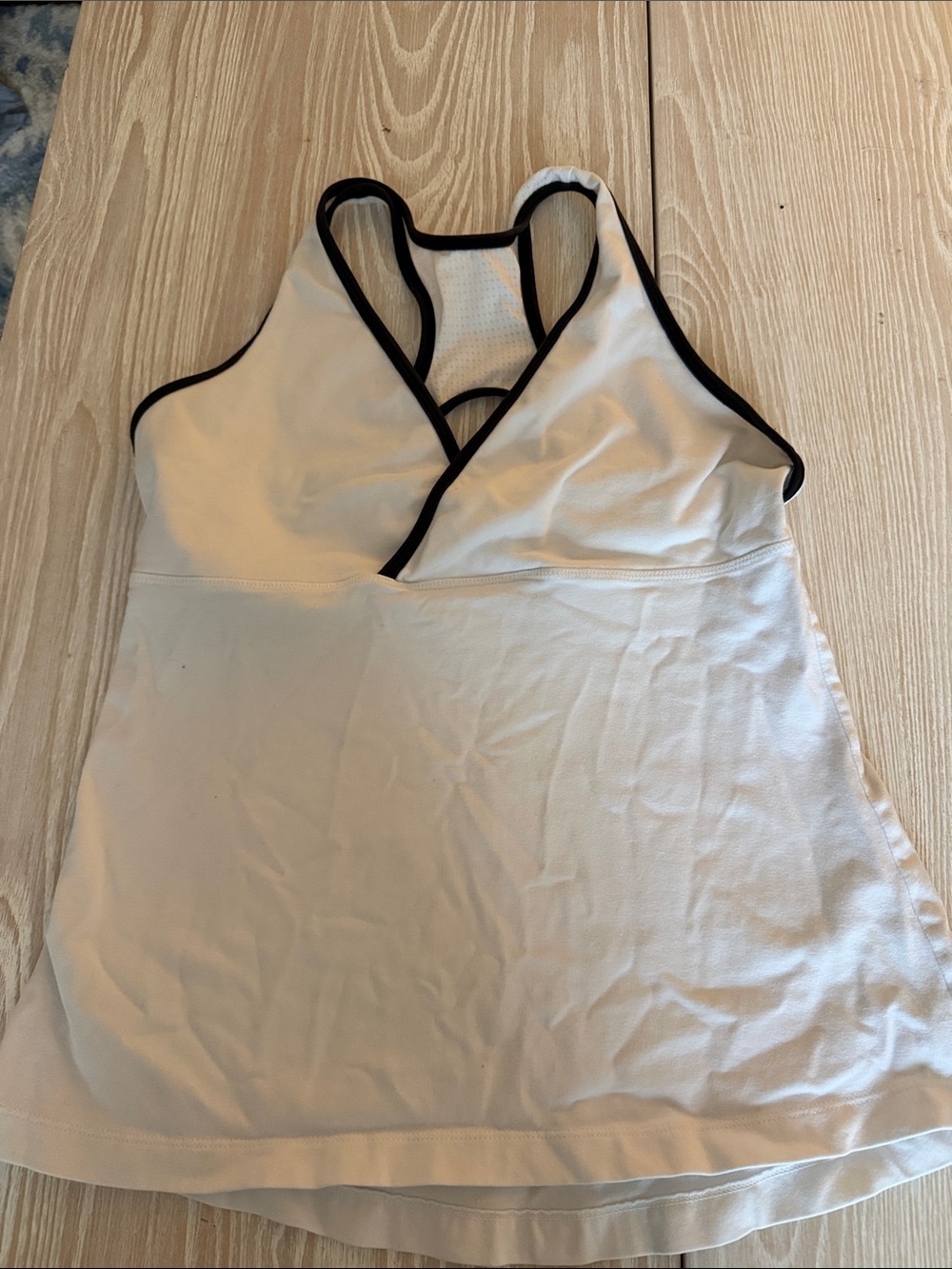 Marika White Crossover Sports Tank with Black Trim